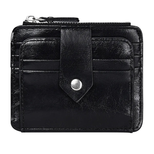 Anti-degaussing Zipper Button PU Card Holder