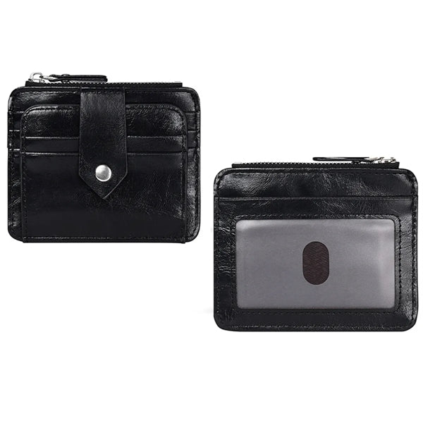Anti-degaussing Zipper Button PU Card Holder