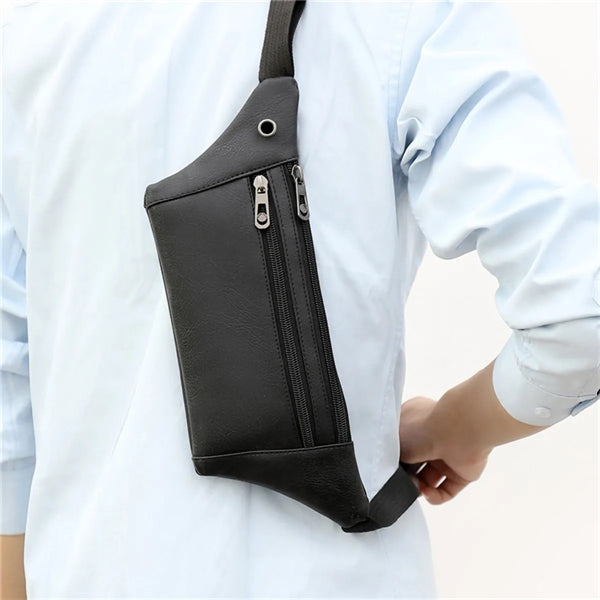 PU Earphone Hole Fanny Pack