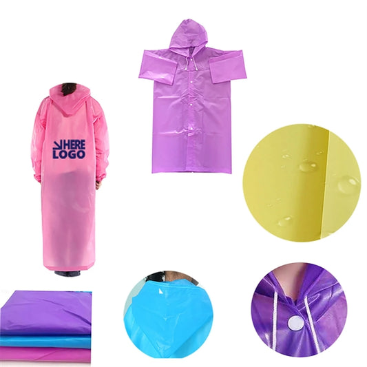 Portable EVA Rain Poncho with Hood For Kids