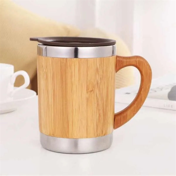 10 Oz Bamboo Stainless Steel Travel Mug