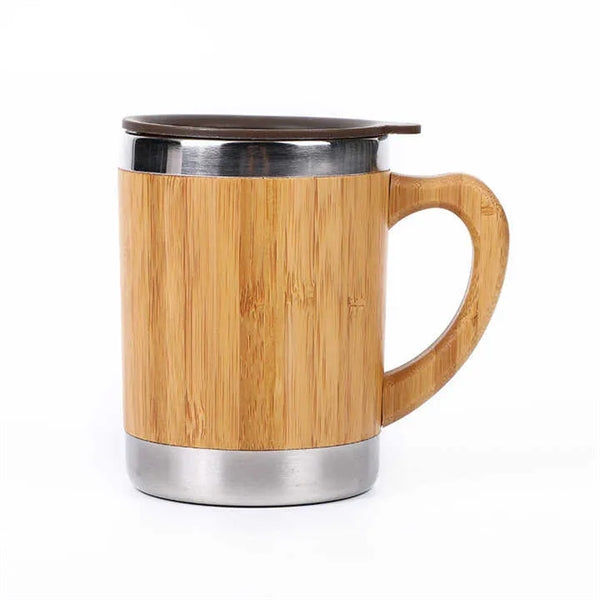 10 Oz Bamboo Stainless Steel Travel Mug