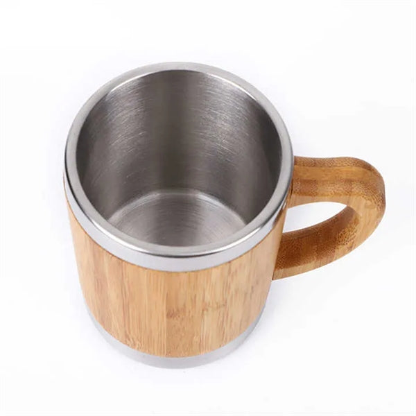 10 Oz Bamboo Stainless Steel Travel Mug