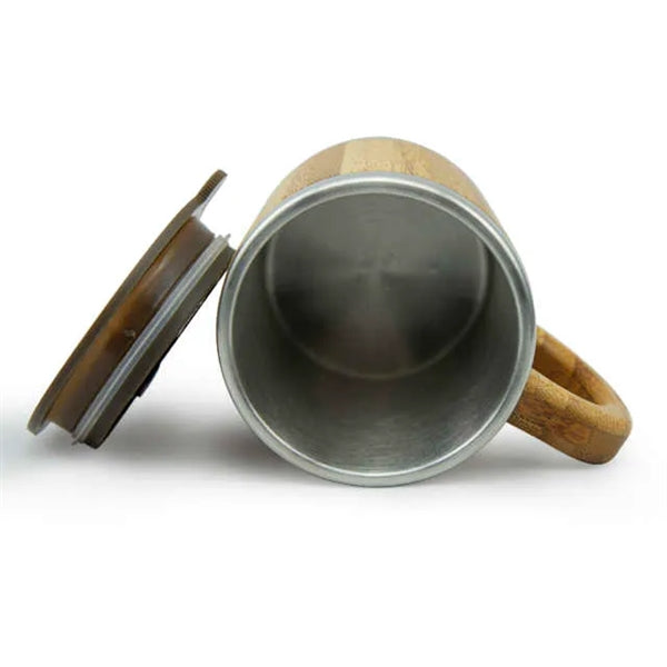 10 Oz Bamboo Stainless Steel Travel Mug