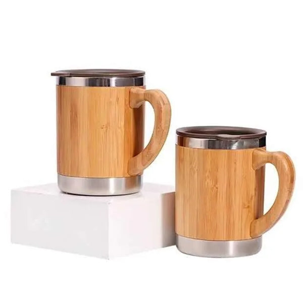 10 Oz Bamboo Stainless Steel Travel Mug