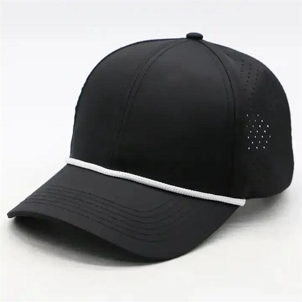 6 Panel Water Sweat Resistant Baseball Caps With Rope