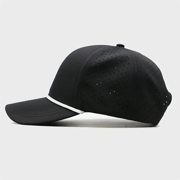 6 Panel Water Sweat Resistant Baseball Caps With Rope