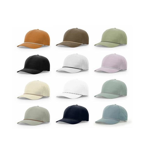 6 Panel Water Sweat Resistant Baseball Caps With Rope