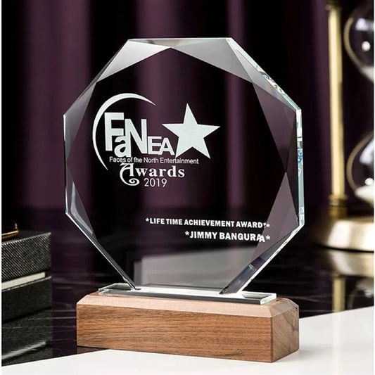 Tewin Crystal Awards Trophy with Square Base
