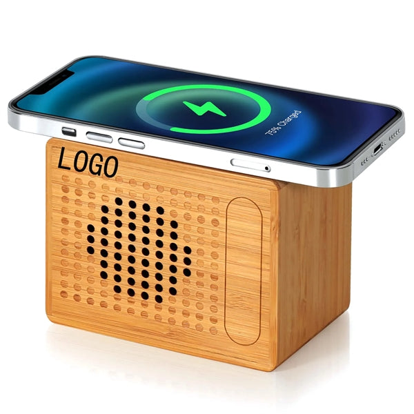 Wooden Bluetooth Speaker with 10W Fast Wireless Charger