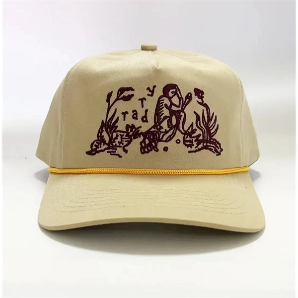 5 Panel Structured Cotton Baseball Caps With Rope