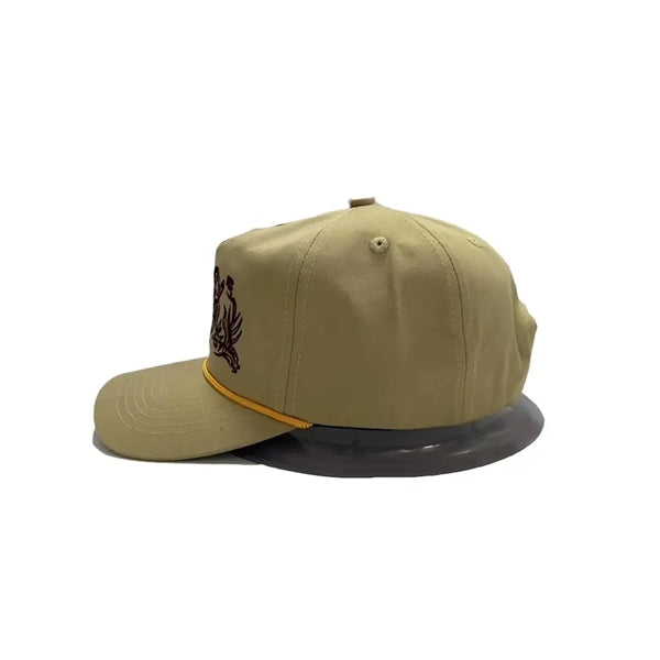 5 Panel Structured Cotton Baseball Caps With Rope