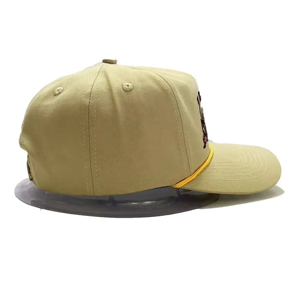 5 Panel Structured Cotton Baseball Caps With Rope