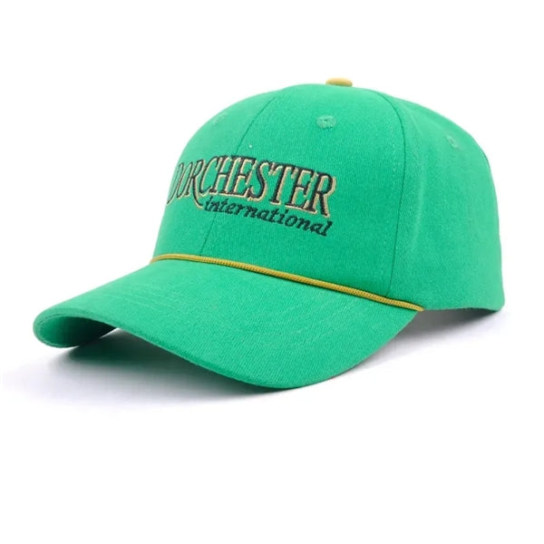 5 Panel Structured Cotton Baseball Caps With Rope