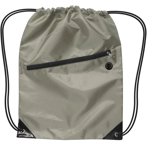 Drawstring Sports Backpack With Zipper