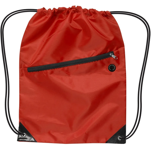 Drawstring Sports Backpack With Zipper