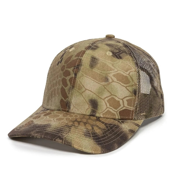 Outdoor Cap Structured Canvas Camo Trucker Hat with Patch