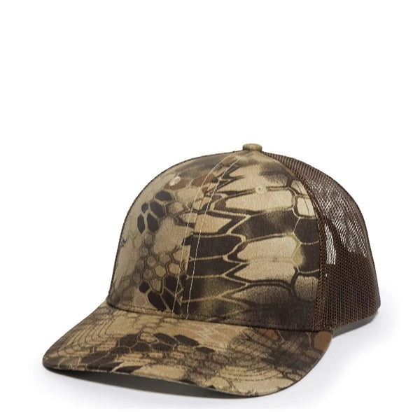 Outdoor Cap Structured Canvas Camo Trucker Hat with Patch