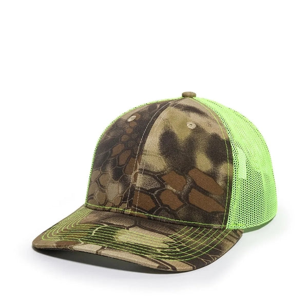 Outdoor Cap Structured Canvas Camo Trucker Hat with Patch