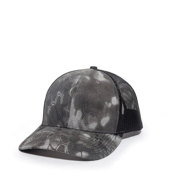 Outdoor Cap Structured Canvas Camo Trucker Hat with Patch