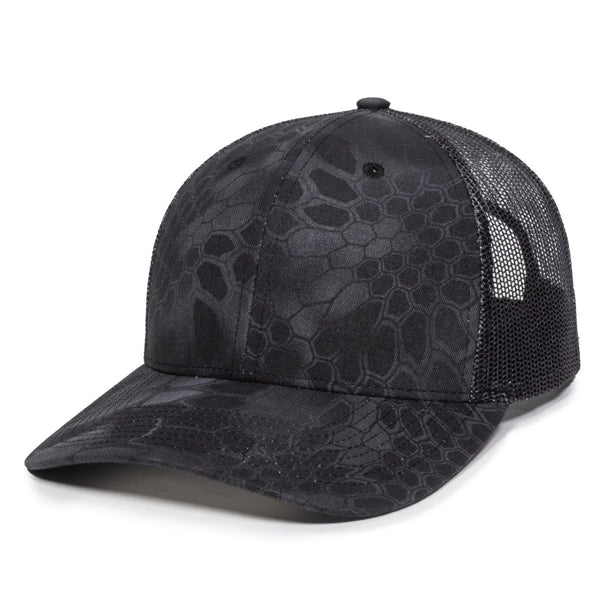 Outdoor Cap Structured Canvas Camo Trucker Hat with Patch
