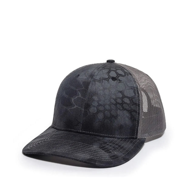 Outdoor Cap Structured Canvas Camo Trucker Hat with Patch
