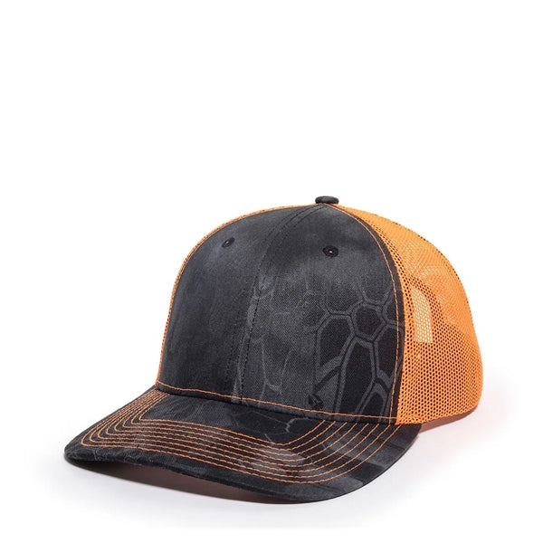 Outdoor Cap Structured Canvas Camo Trucker Hat with Patch