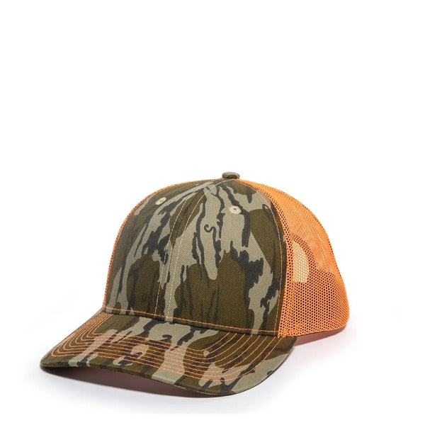 Outdoor Cap Structured Canvas Camo Trucker Hat with Patch