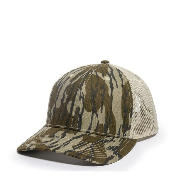 Outdoor Cap Structured Canvas Camo Trucker Hat with Patch