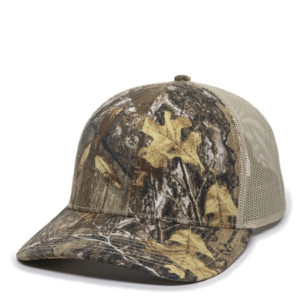Outdoor Cap Structured Canvas Camo Trucker Hat with Patch