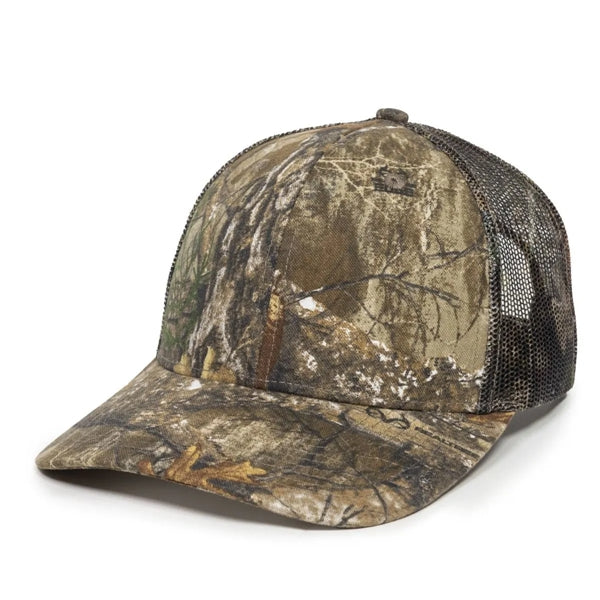 Outdoor Cap Structured Canvas Camo Trucker Hat with Patch