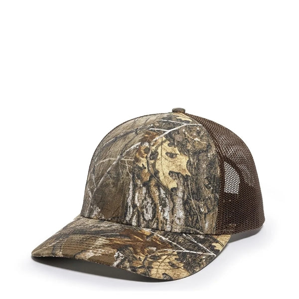 Outdoor Cap Structured Canvas Camo Trucker Hat with Patch