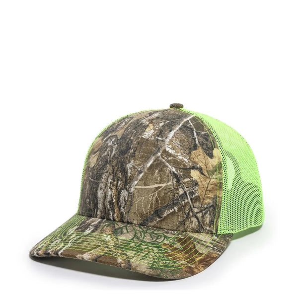 Outdoor Cap Structured Canvas Camo Trucker Hat with Patch