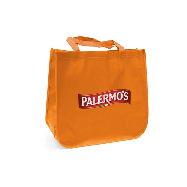 Large laminated Grocery Tote with heat transfer logo
