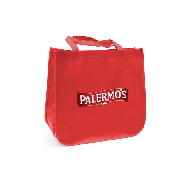 Large laminated Grocery Tote with heat transfer logo
