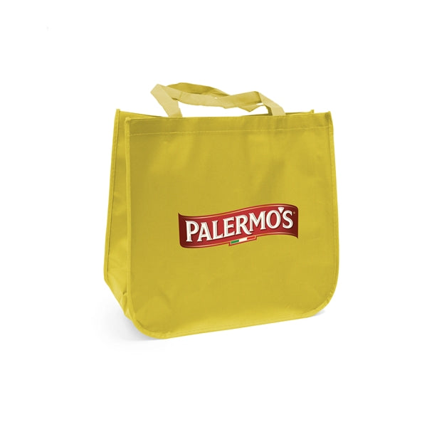 Large laminated Grocery Tote with heat transfer logo
