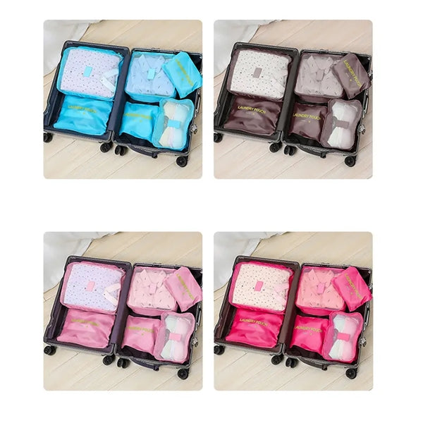 6 Piece Travel Clothing Packing Cube Storage Bag Set
