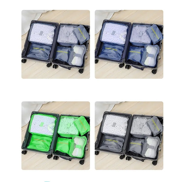 6 Piece Travel Clothing Packing Cube Storage Bag Set