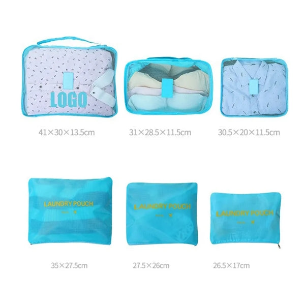 6 Piece Travel Clothing Packing Cube Storage Bag Set