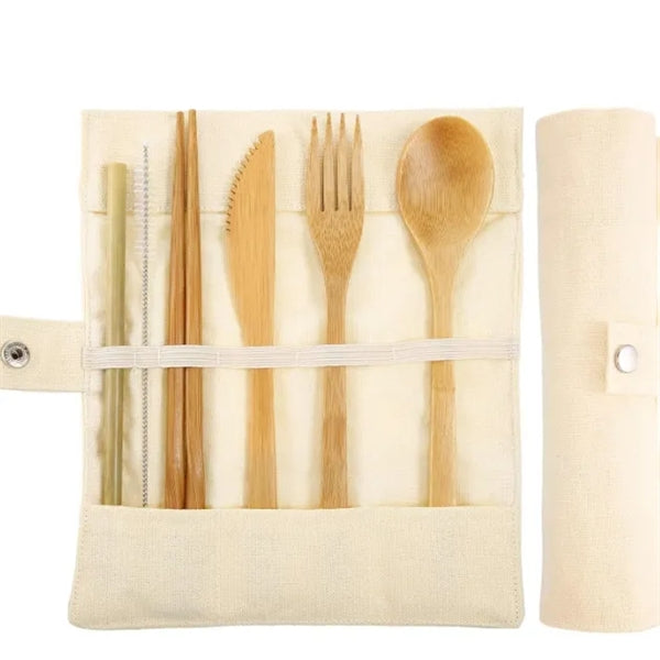 Bamboo Travel Utensils Set with Carrying Case