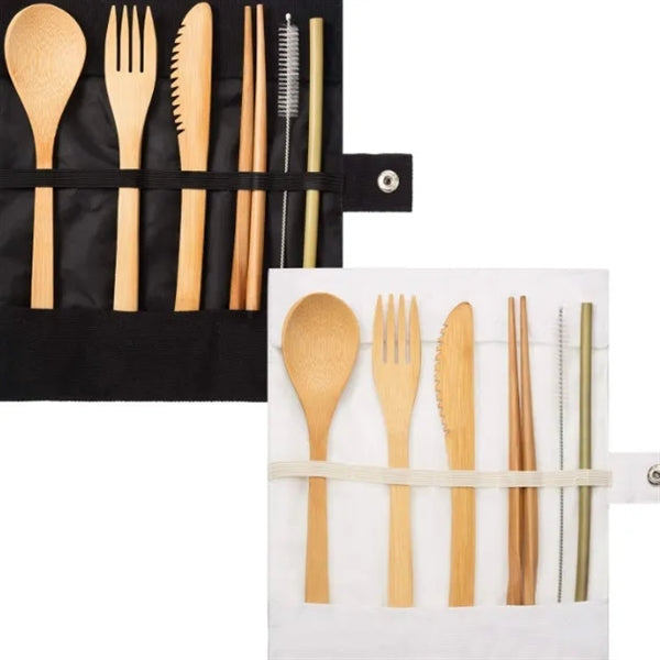 Bamboo Travel Utensils Set with Carrying Case