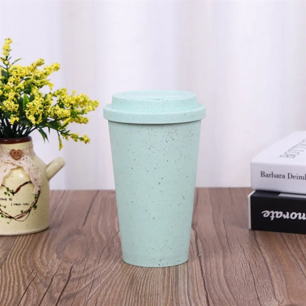 Sustainable Wheat Straw 12oz Travel Coffee Tumbler w/ Lid