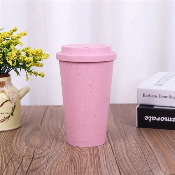 Sustainable Wheat Straw 12oz Travel Coffee Tumbler w/ Lid