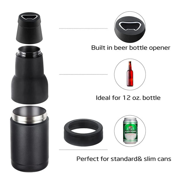 3 In 1 Can Cooler With Bottle Opener