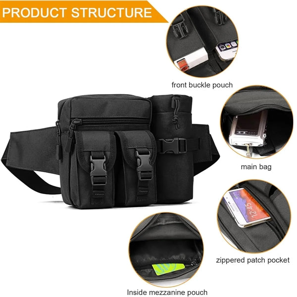 Military Tactical Waist Bag with Water Bottle Holder