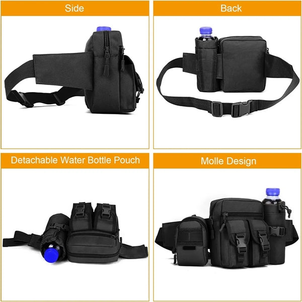 Military Tactical Waist Bag with Water Bottle Holder