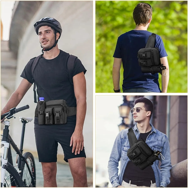 Military Tactical Waist Bag with Water Bottle Holder