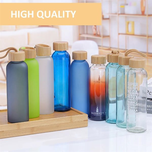 17oz Glasses Water Bottle with Bamboo Lid
