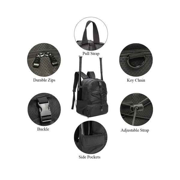 Backpack Can Hold Sports Gear Such As Helmet Basketball