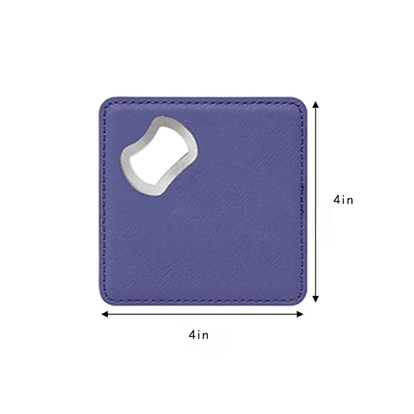 Engraved Leatherette Coaster With Bottle Opener
